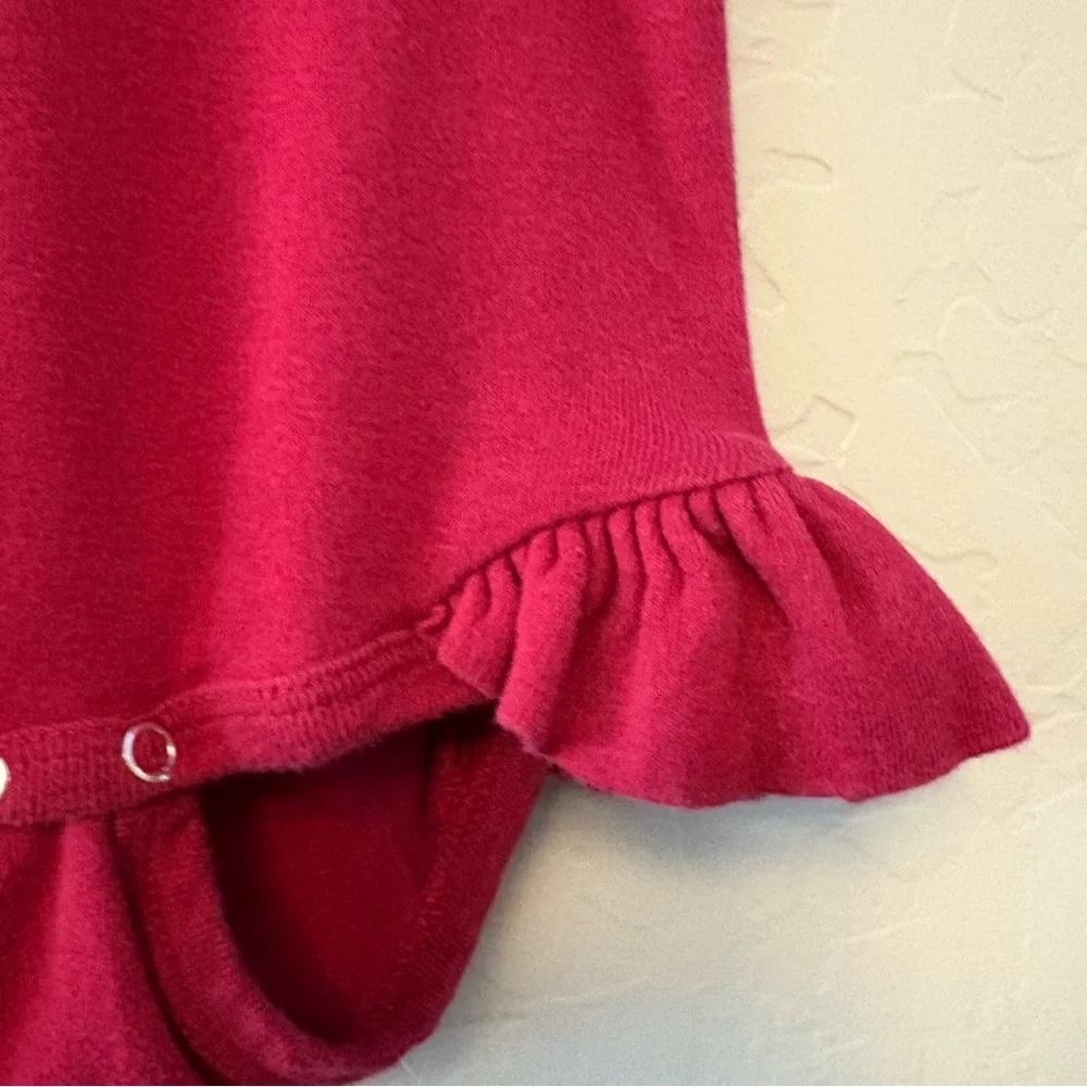 Kate Quinn dark red long sleeve cotton ruffle leg bodysuit one piece 6-12 months